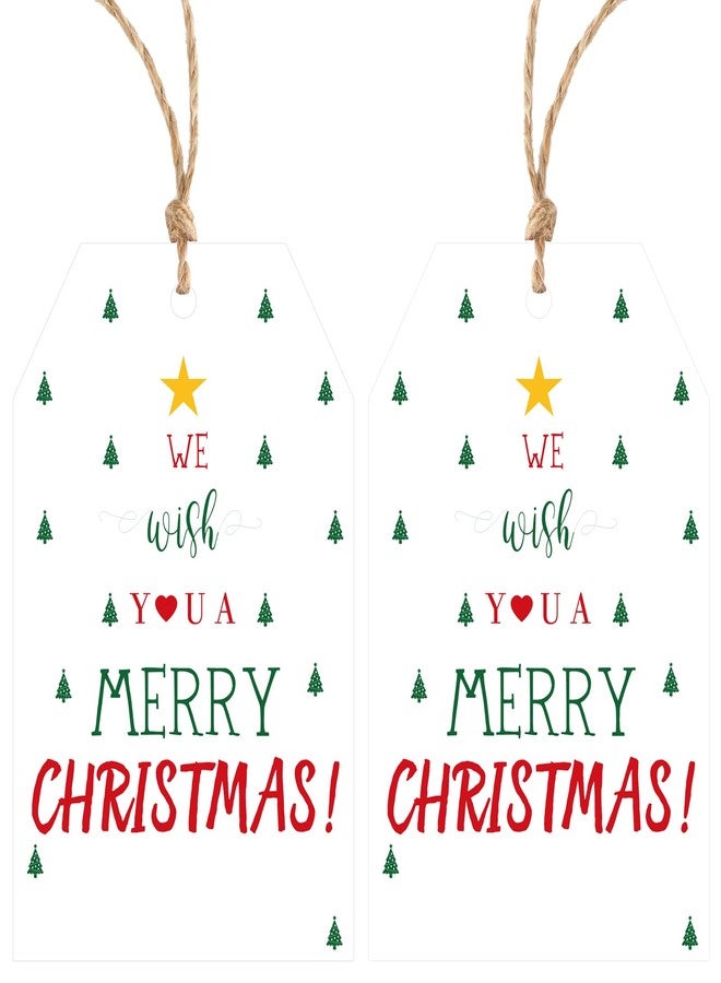 KINGLAKE Tags With String - 50 Pcs Xmas Paper Labels for Presents, Holiday Wrapping, and Merry Christmas Gifts - Image 1